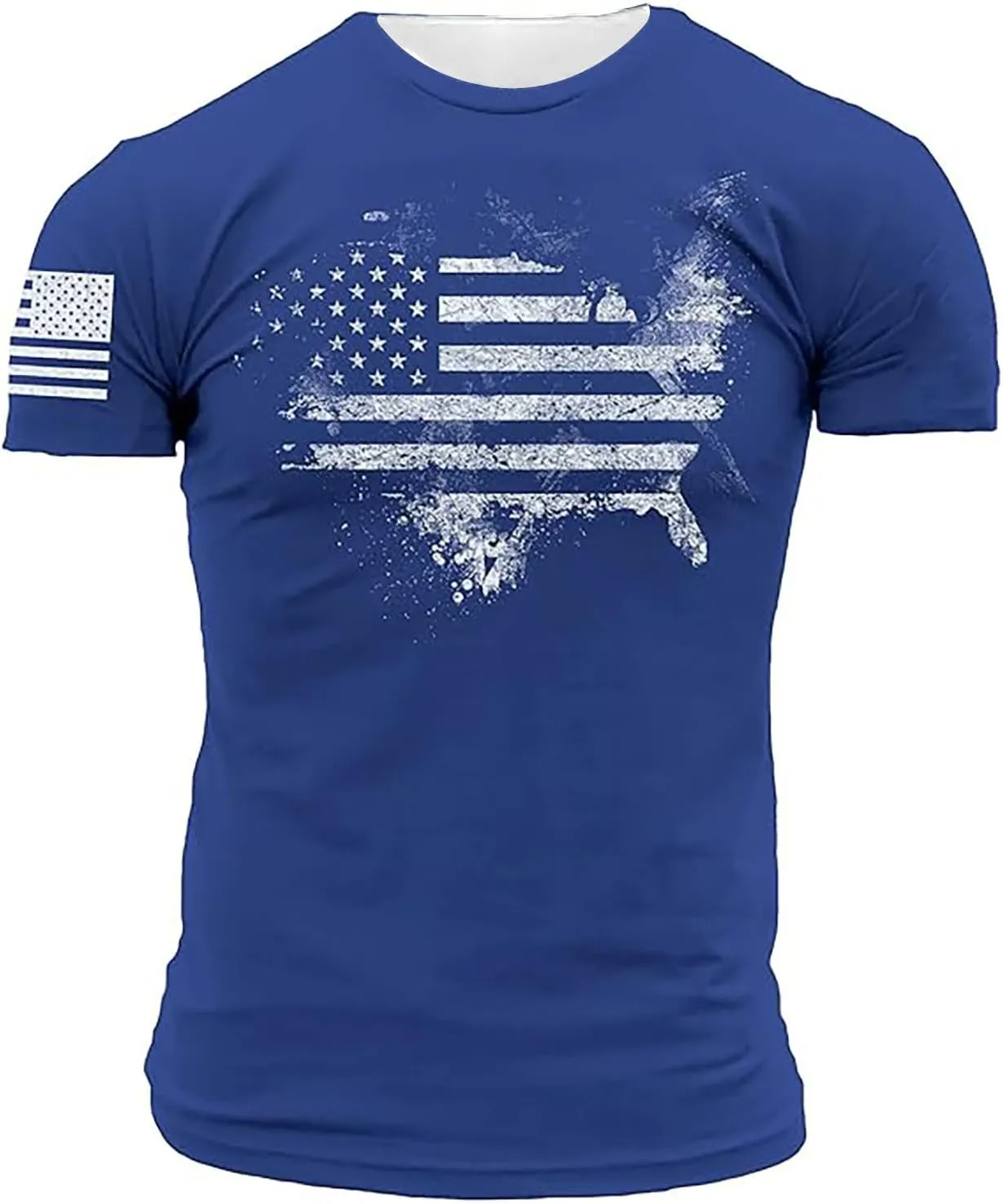 Distressed USA Flag T Shirts for Men American Patriotic Short Sleeve Regular Fit Tees 4th of July Summer Workout Tops
