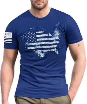 Distressed USA Flag T Shirts for Men American Patriotic Short Sleeve Regular Fit Tees 4th of July Summer Workout Tops