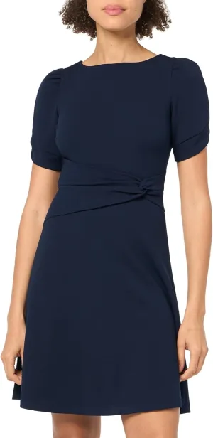 DKNY womens Short Sleeve Knotted Belt Front Dress