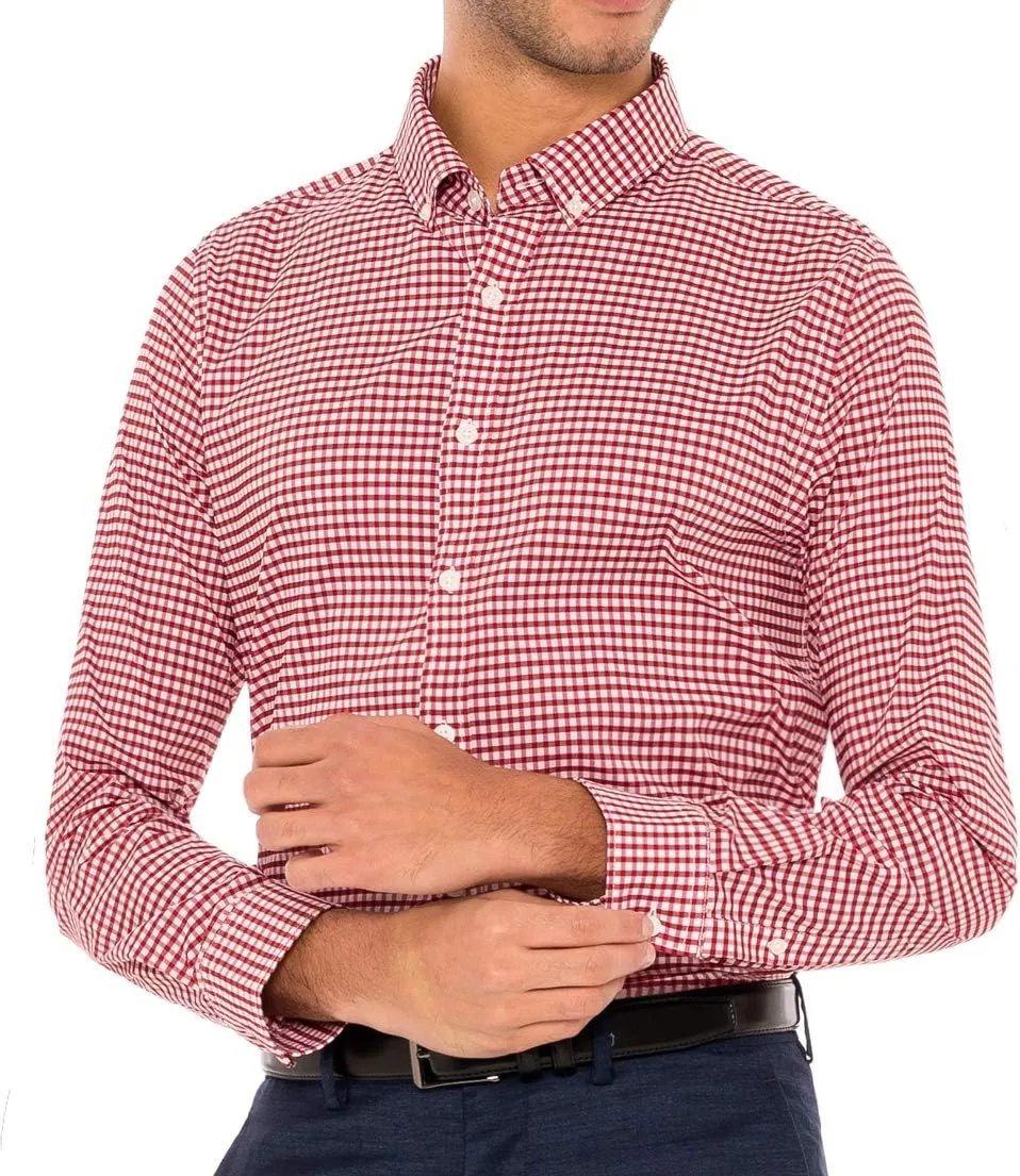 Dry Fit Button Down Shirts for Men - Performance Slim Fit Casual Shirts - Plaid