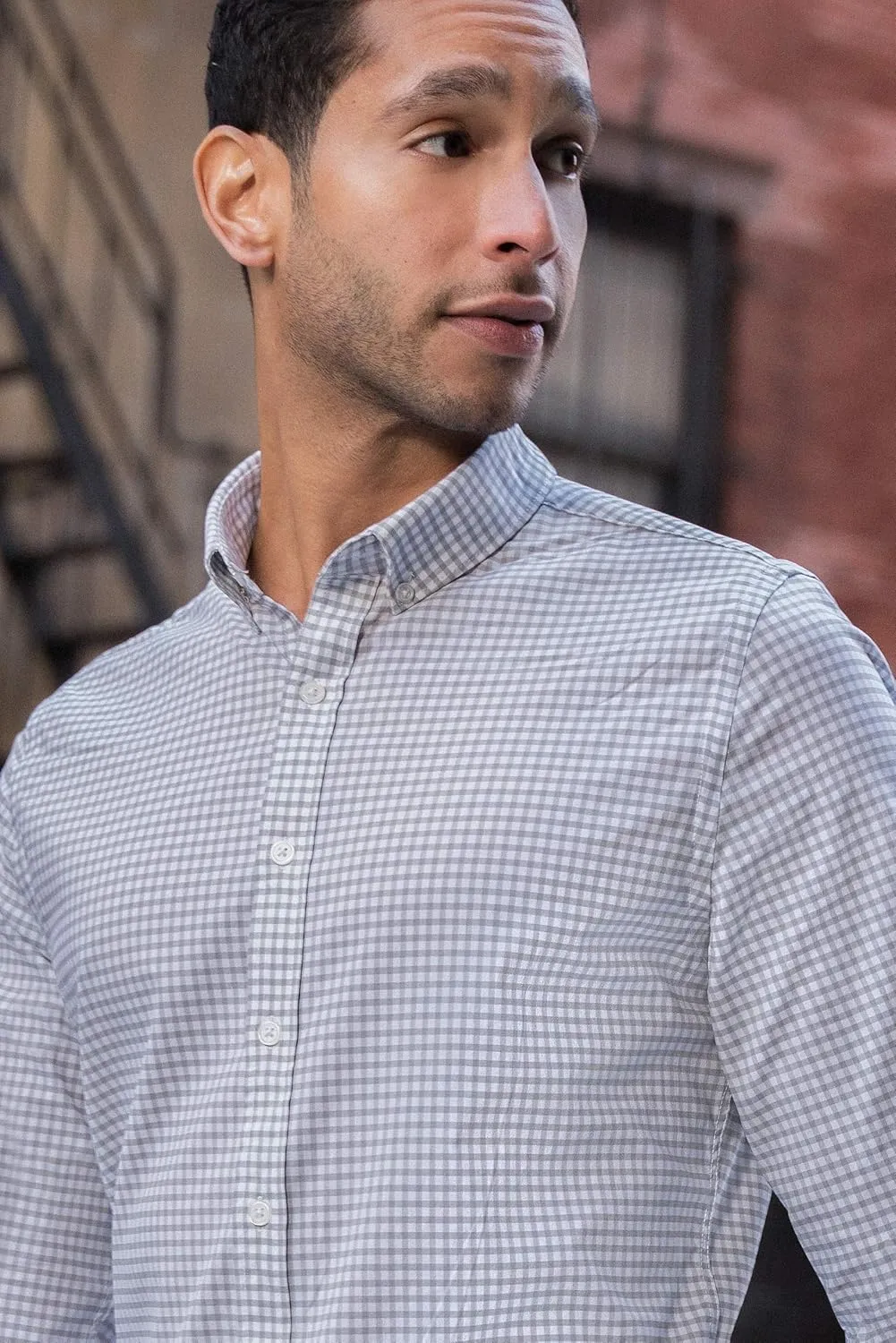 Dry Fit Button Down Shirts for Men - Performance Slim Fit Casual Shirts - Plaid