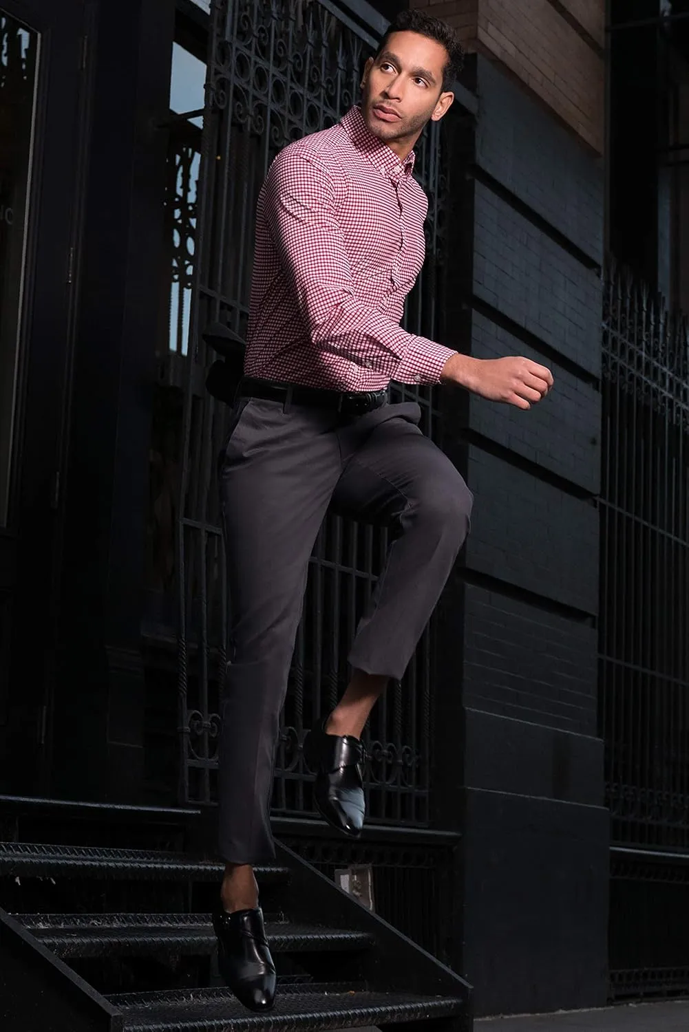 Dry Fit Button Down Shirts for Men - Performance Slim Fit Casual Shirts - Plaid