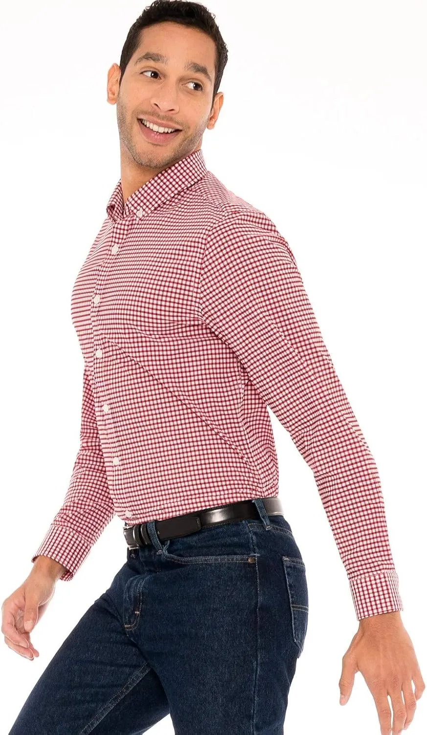 Dry Fit Button Down Shirts for Men - Performance Slim Fit Casual Shirts - Plaid
