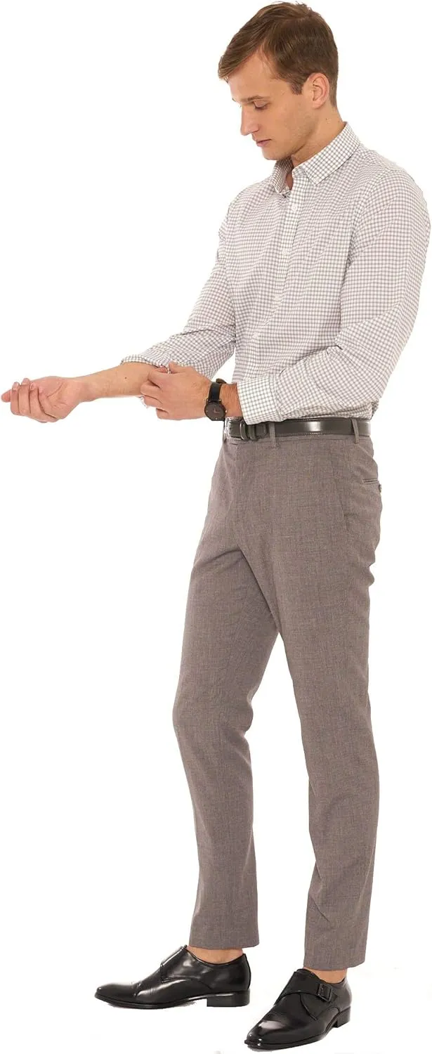 Dry Fit Button Down Shirts for Men - Performance Slim Fit Casual Shirts - Plaid