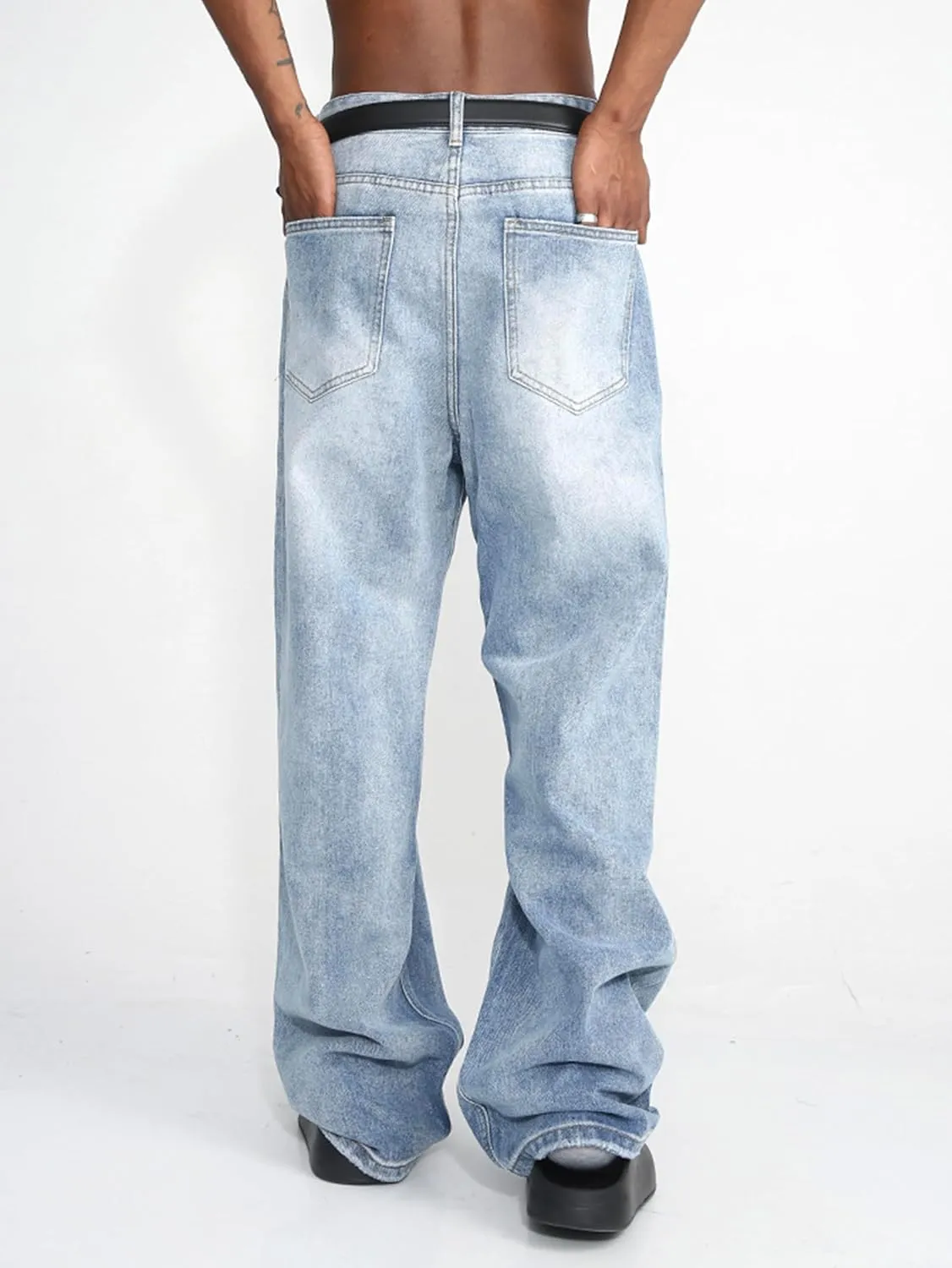EMMIOL Mens Baggy Jeans Ripped Loose Wide Leg Distressed Jeans Pants Casual Denim Skater Y2k Vintage Streetwear 90s