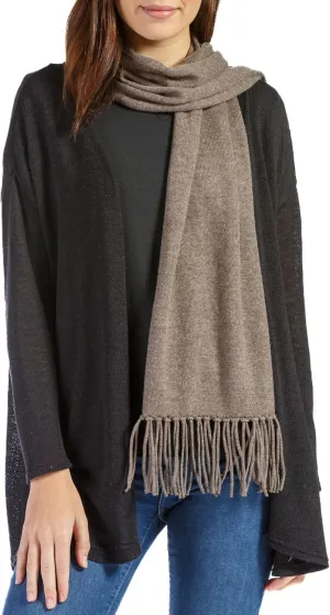 Fishers Finery Women's 100% Pure Cashmere Knit Scarf with Fringe Detail; with Black Label Box
