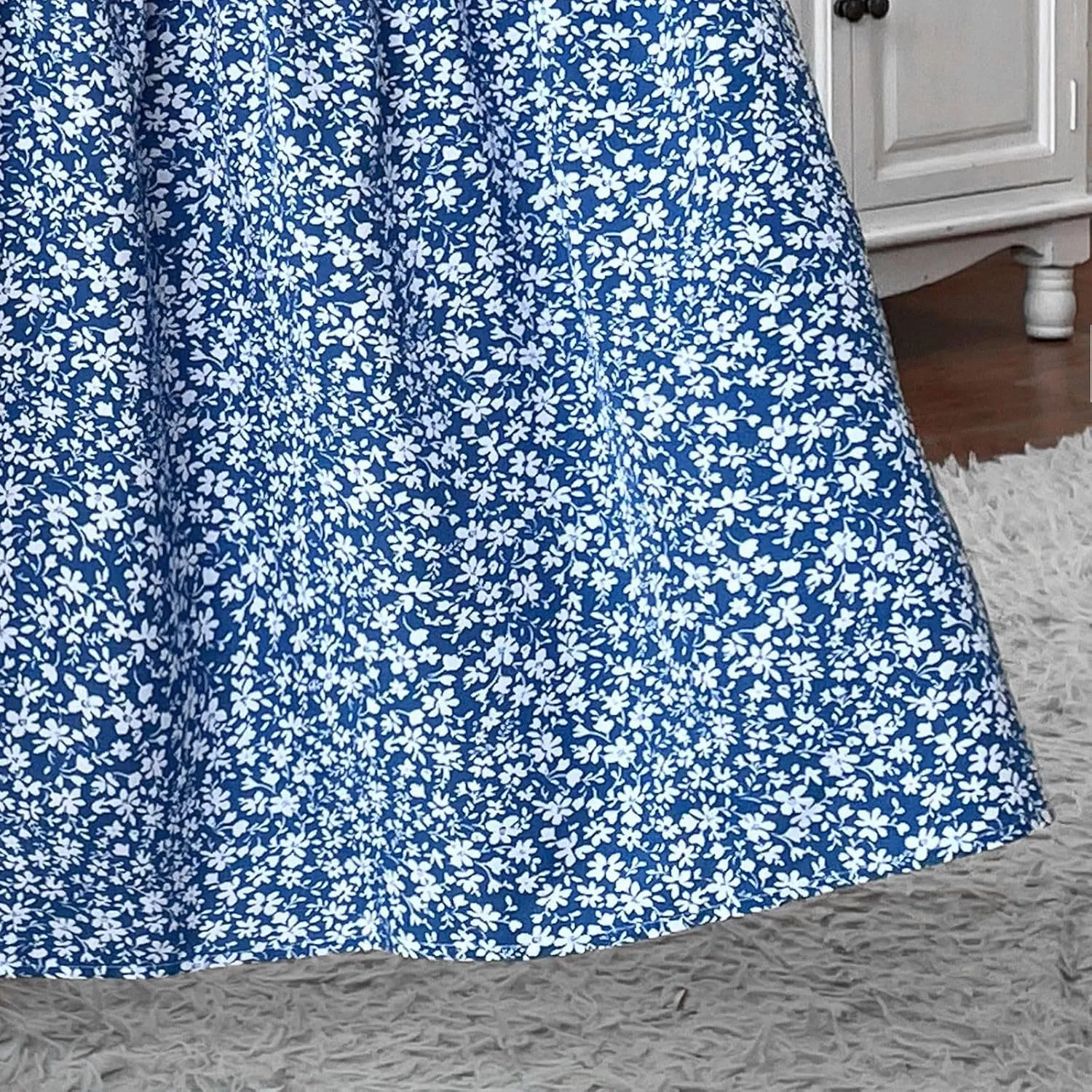 Floral Maxi Skirts for Women Casual Summer Elastic High Waisted Skirts Tiered Flowy A Line Long Skirt with Pockets