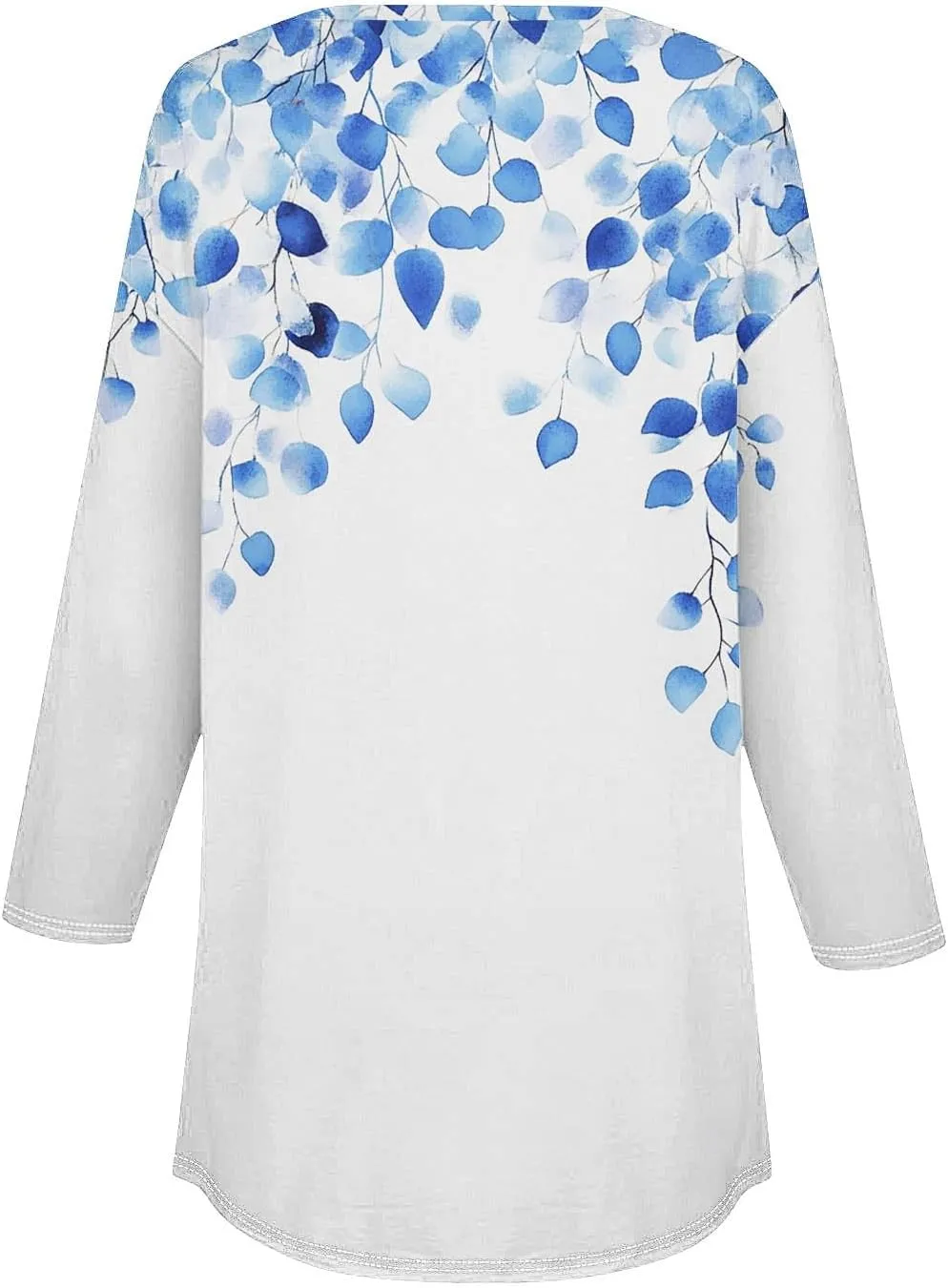 Floral Print 3/4 Length Sleeve Womens Tops 2025 Summer Henley Buttons V Neck Shirts Trendy Flowy Tunic Blouse Tees