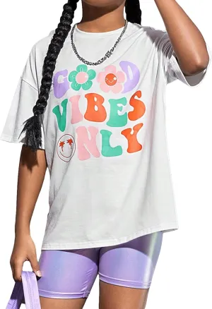 Flower Girl Shirt Graphic Tees Cute Preppy Shirts Kids Letter Print T Shirt Fun Summer Cotton Youth Soft Tops