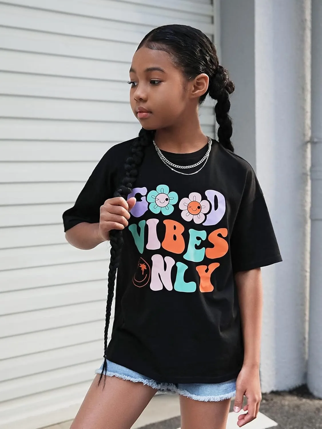 Flower Girl Shirt Graphic Tees Cute Preppy Shirts Kids Letter Print T Shirt Fun Summer Cotton Youth Soft Tops