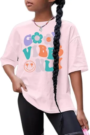 Flower Girl Shirt Graphic Tees Cute Preppy Shirts Kids Letter Print T Shirt Fun Summer Cotton Youth Soft Tops