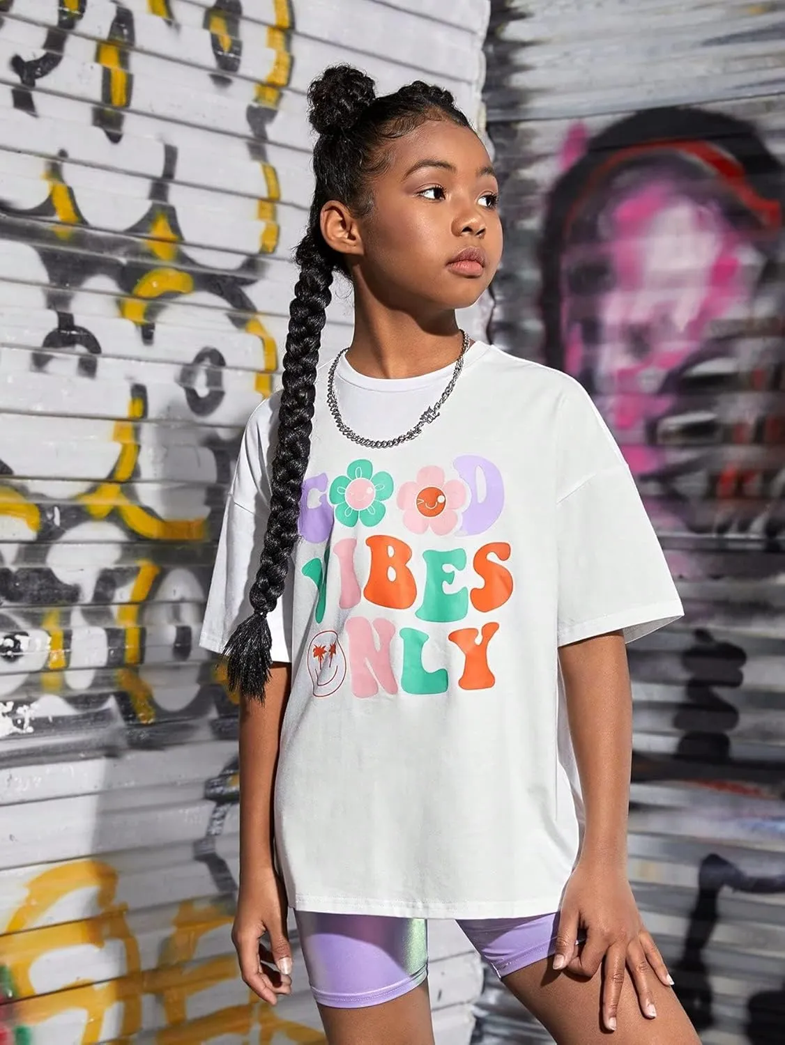 Flower Girl Shirt Graphic Tees Cute Preppy Shirts Kids Letter Print T Shirt Fun Summer Cotton Youth Soft Tops