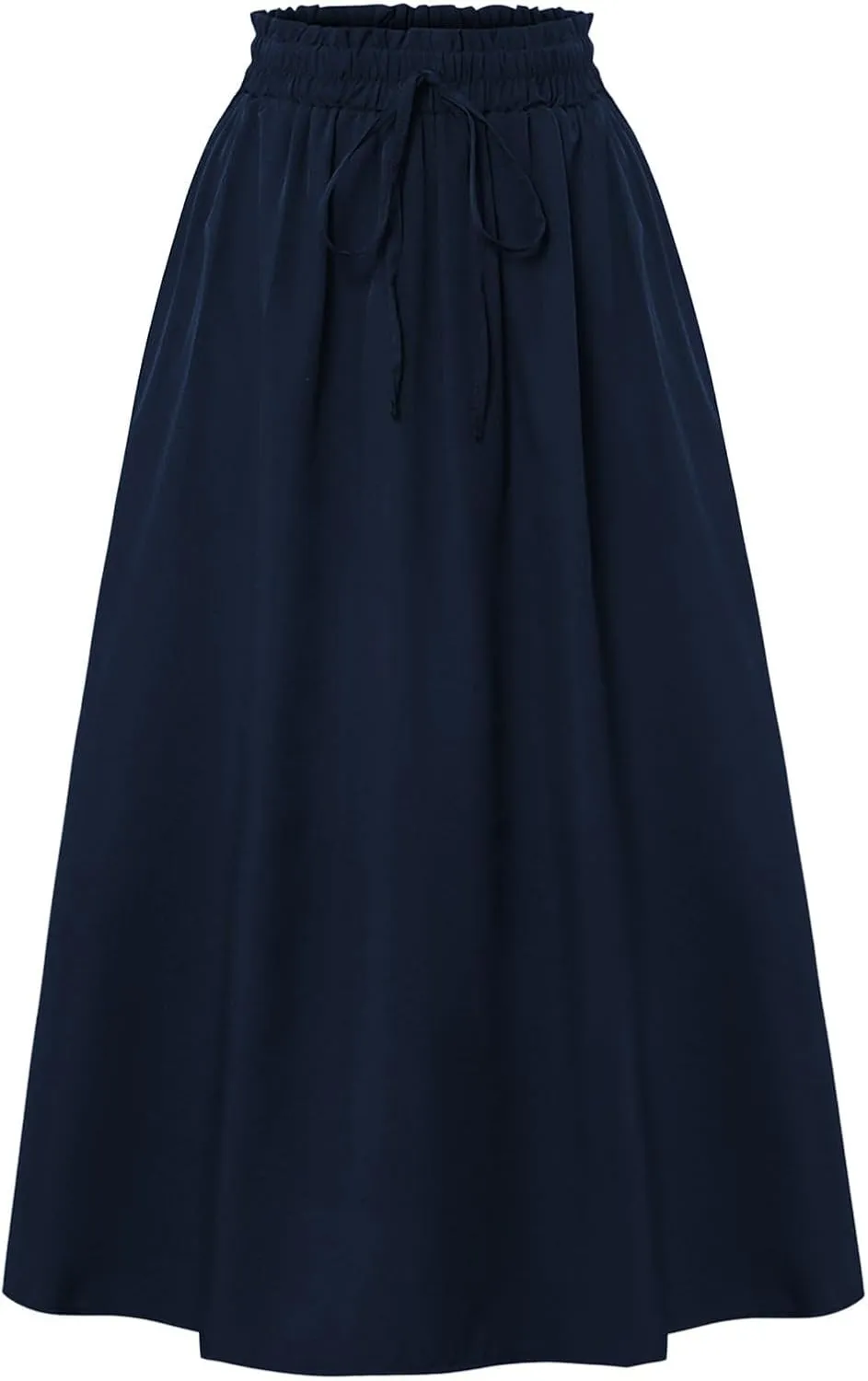 Flowy Skirts with Pockets for Women Long Midi Length Casual Skirt for Beach Party Holiday Drawstring Maxi Summer Skorts