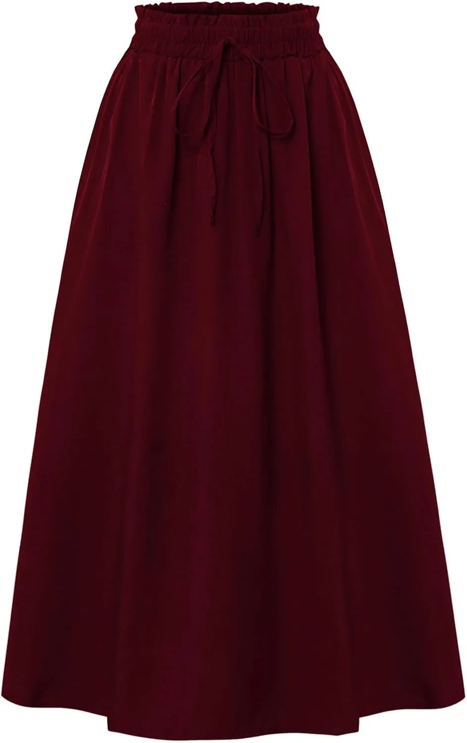 Flowy Skirts with Pockets for Women Long Midi Length Casual Skirt for Beach Party Holiday Drawstring Maxi Summer Skorts