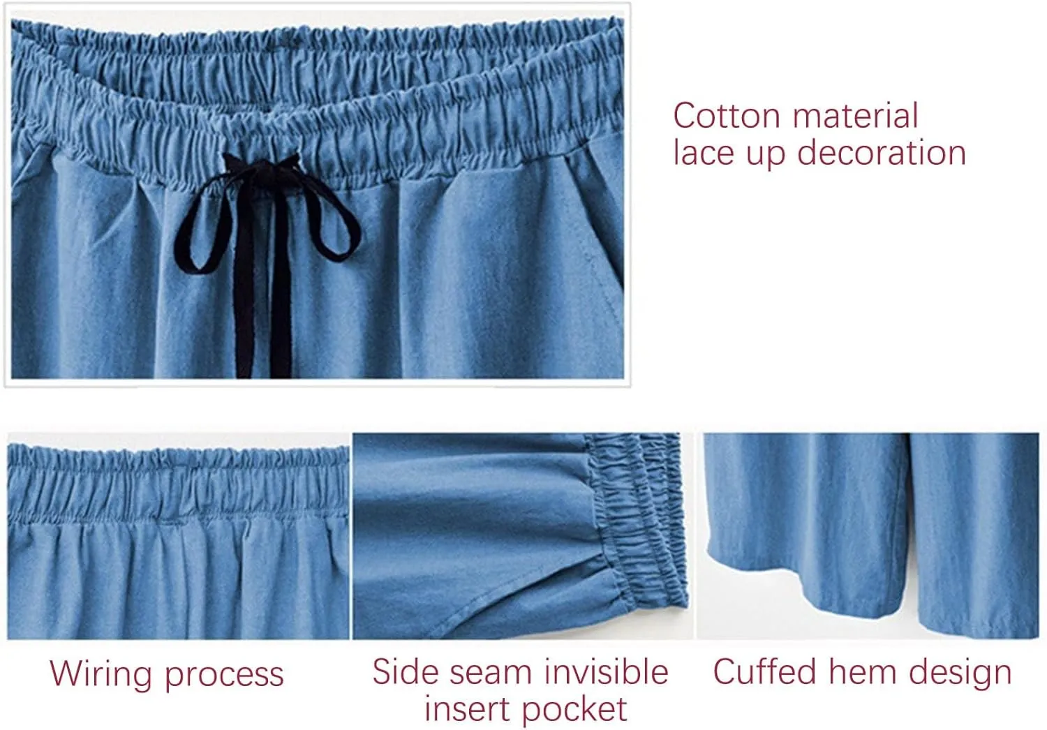 FZYLQY Women Elastic Waist Wide Leg Capris Pants 2024 Summer Cropped Denim Pants Loose Fit Jeans Palazzo Culottes with Pocket