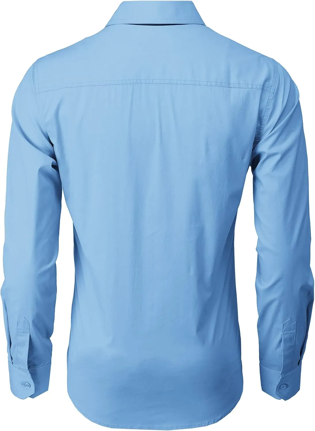 H2H Mens Slim Fit Dress Shirts Stretch Long Sleeve Basic Formal Shirts Solid Business Casual Button Down Shirts