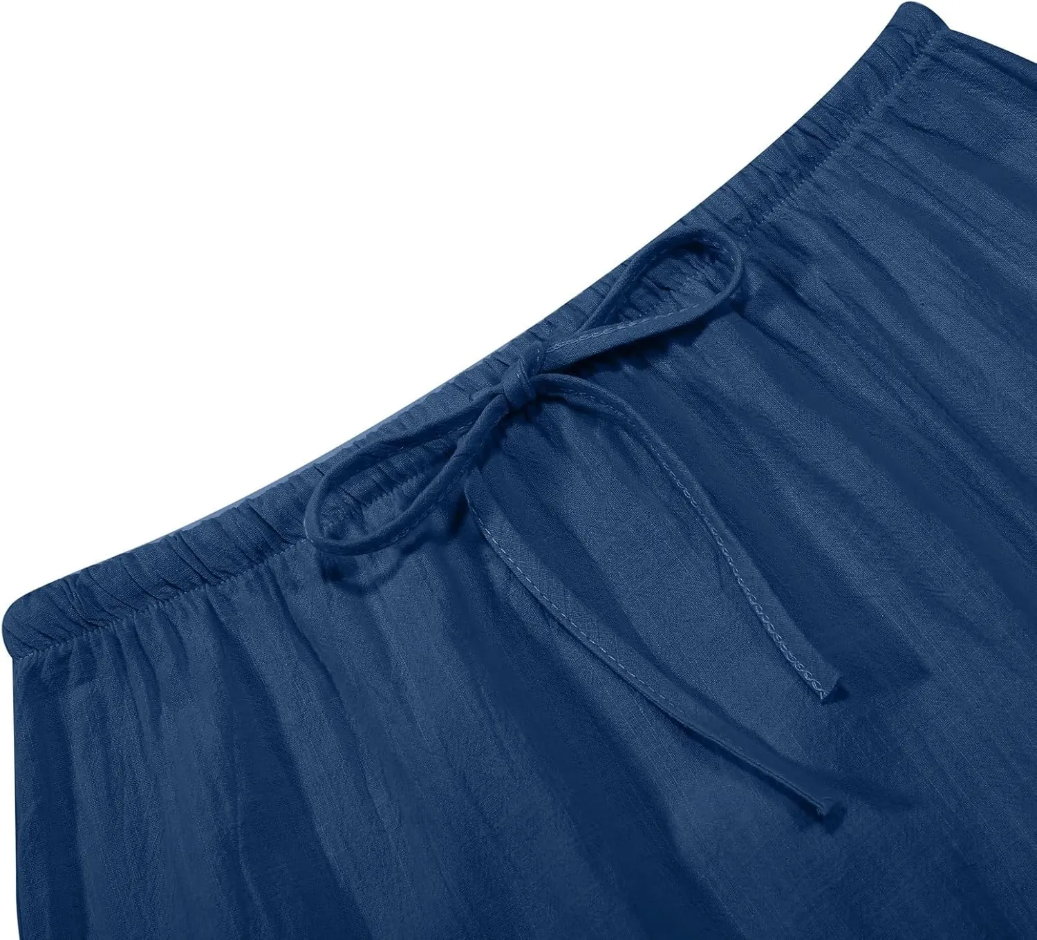 High Waisted Maxi Skirts for Women Summer Casual Boho A Line Long Skirt Cotton Linen Drawstring Waist Beach Skort