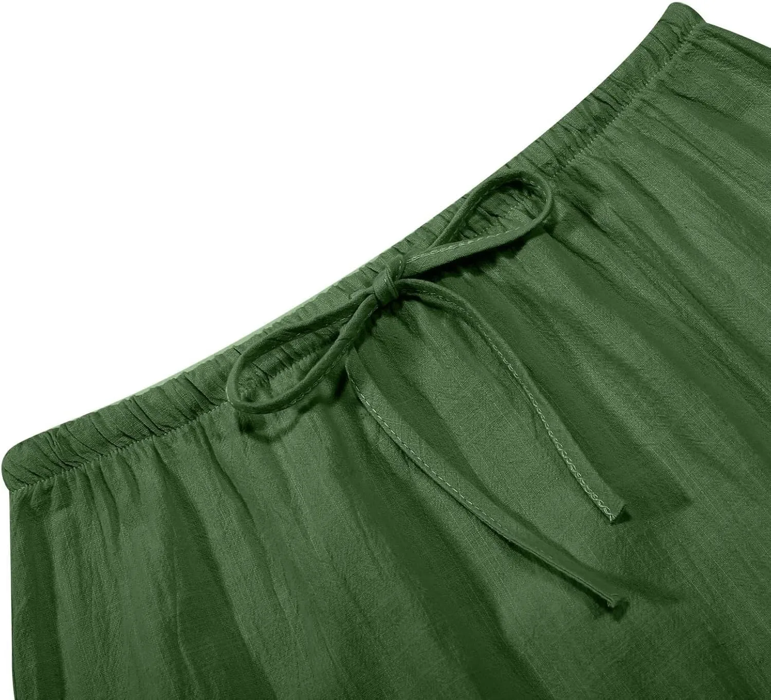 High Waisted Maxi Skirts for Women Summer Casual Boho A Line Long Skirt Cotton Linen Drawstring Waist Beach Skort