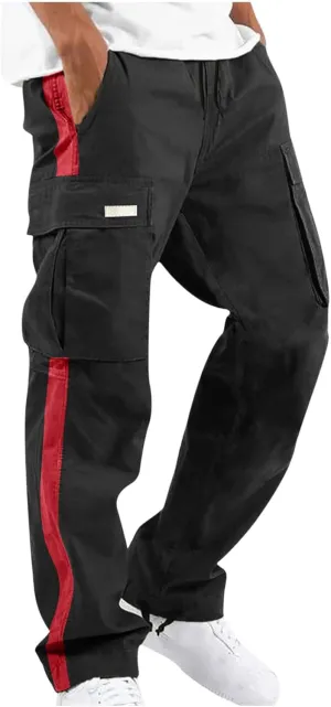 Hiking Pants for Men Stylish Splice Cargo Pants Multi-Pocket Straight Leg Cargo Trousers Relax Fit Workout Track Pant