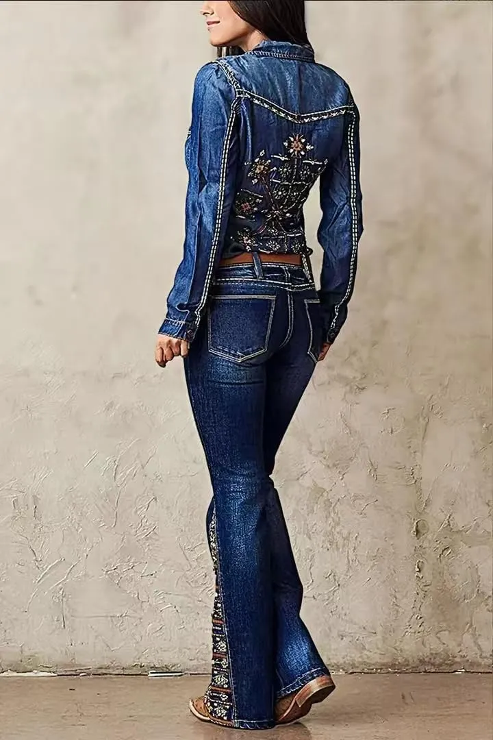 Huang's Women's Trendy Boot Cut Stretch Flare Jeans Skinny Denim Trousers