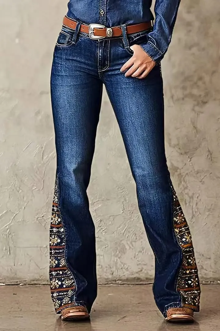 Huang's Women's Trendy Boot Cut Stretch Flare Jeans Skinny Denim Trousers