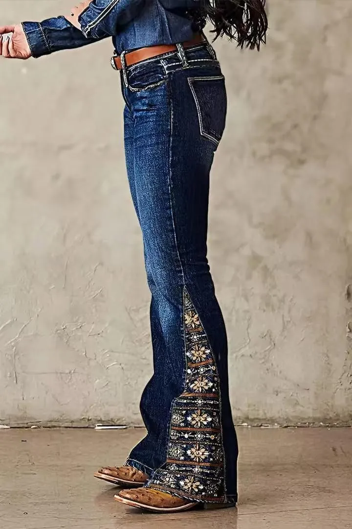 Huang's Women's Trendy Boot Cut Stretch Flare Jeans Skinny Denim Trousers