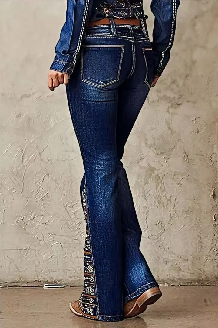 Huang's Women's Trendy Boot Cut Stretch Flare Jeans Skinny Denim Trousers