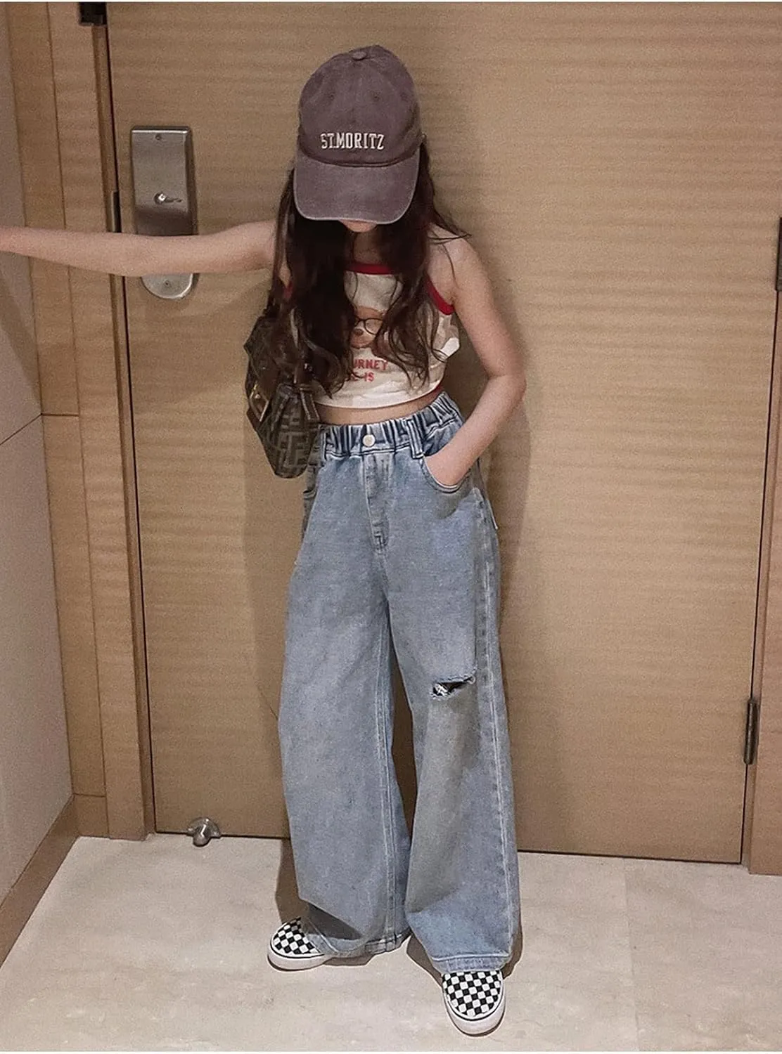 Kids Girls Ripped Distressed Washed Baggy Wide Leg Casual Jeans Size 5-14 yrs