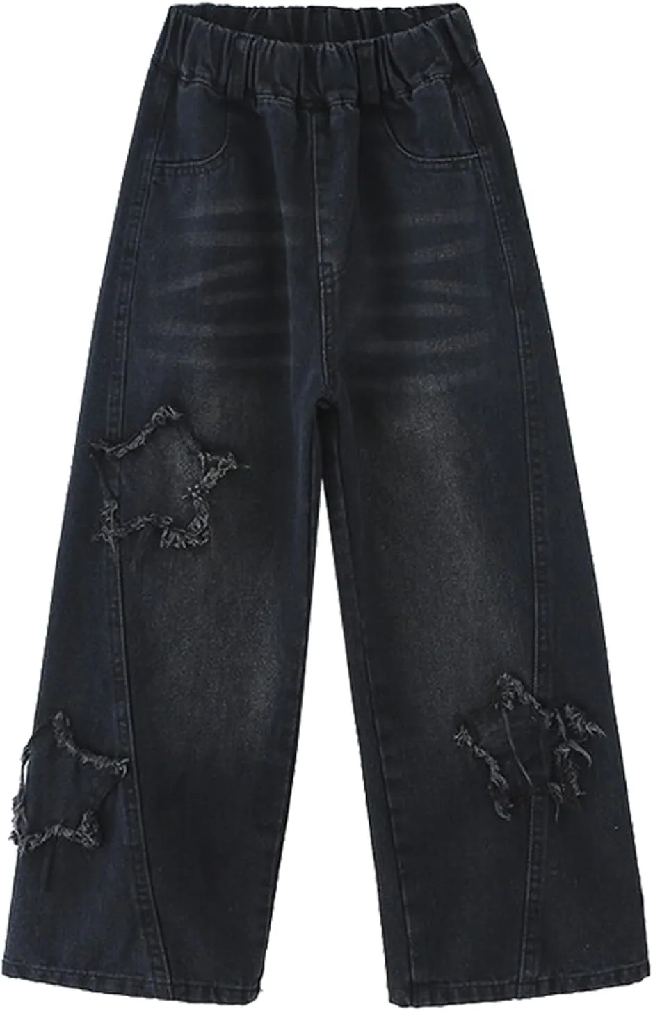 Kids Girls Ripped Distressed Washed Baggy Wide Leg Casual Jeans Size 5-14 yrs