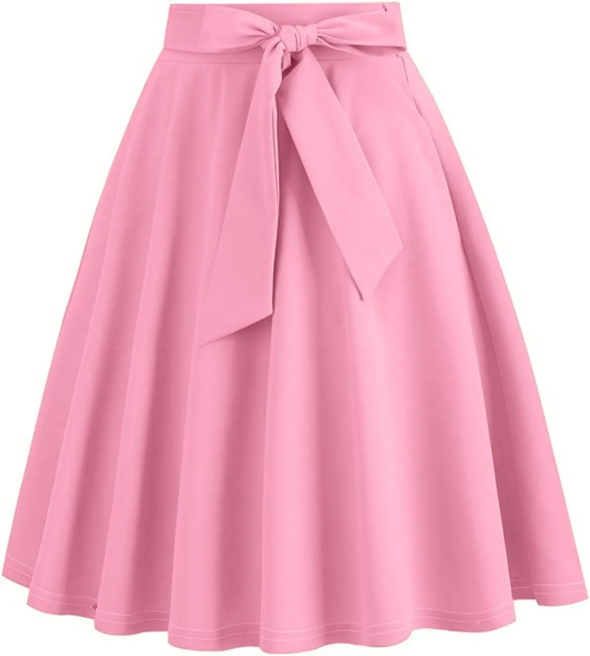 Knee Length Skirts for Women Dressy Casual Comfy Summer Pleated a Line Skirts High Waisted Swing Skater Skirt