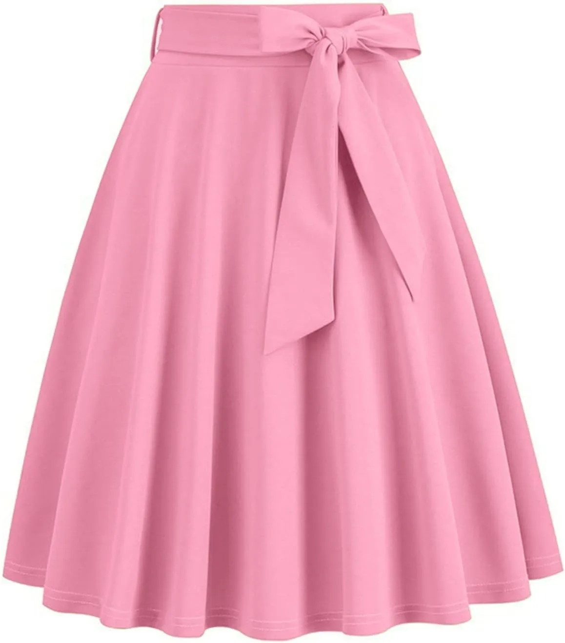 Knee Length Skirts for Women Dressy Casual Comfy Summer Pleated a Line Skirts High Waisted Swing Skater Skirt