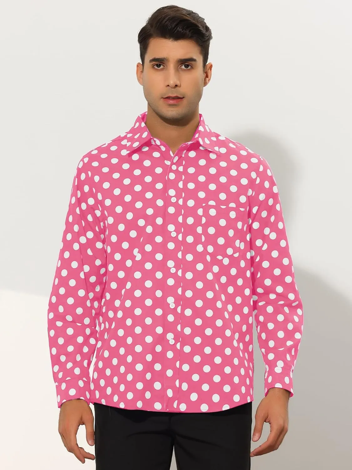 Lars Amadeus Polka Dots Dress Shirt for Men's Button Down Long Sleeve Casual Business Shirts