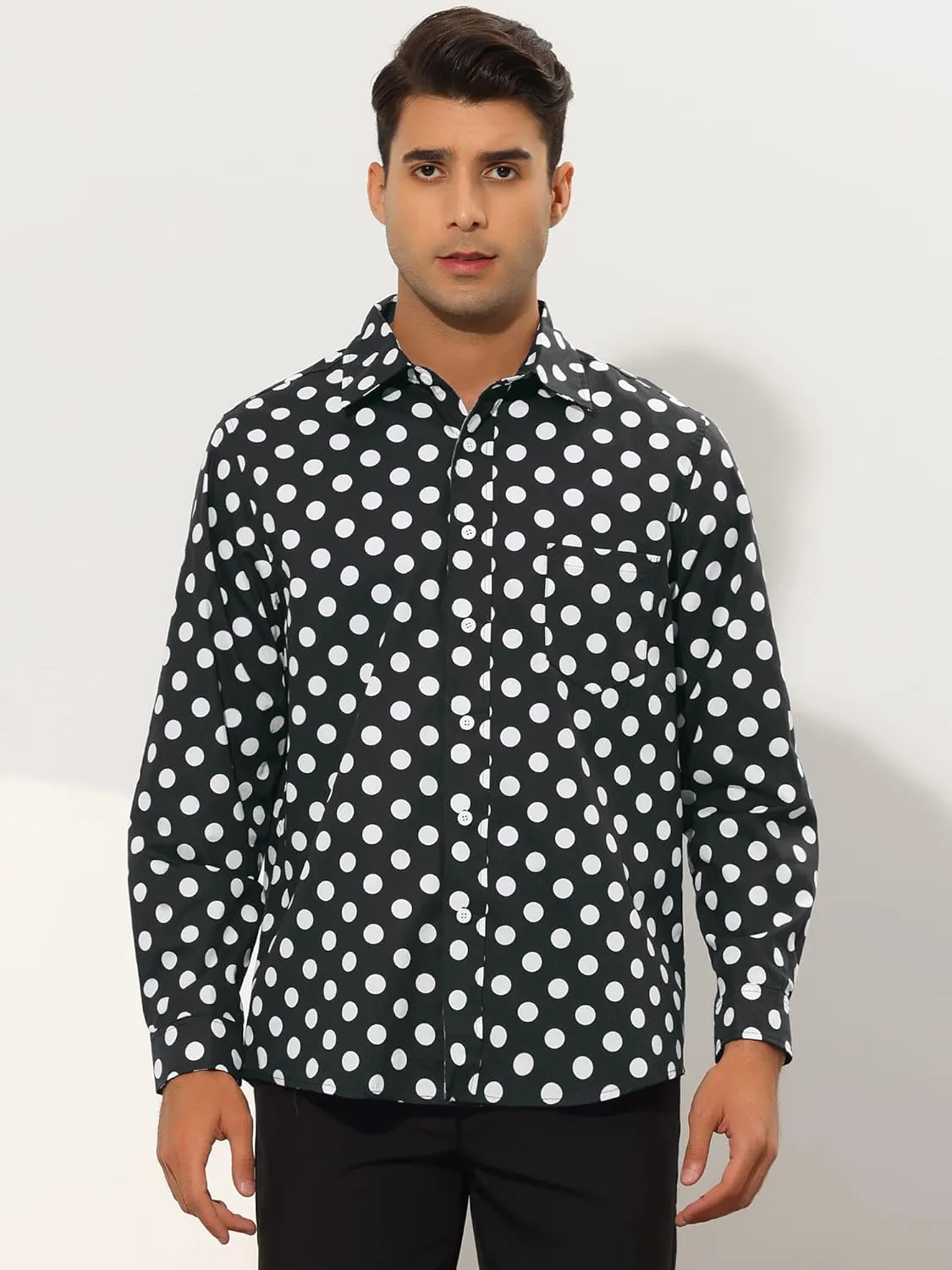 Lars Amadeus Polka Dots Dress Shirt for Men's Button Down Long Sleeve Casual Business Shirts