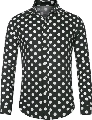 Lars Amadeus Polka Dots Dress Shirt for Men's Button Down Long Sleeve Casual Business Shirts