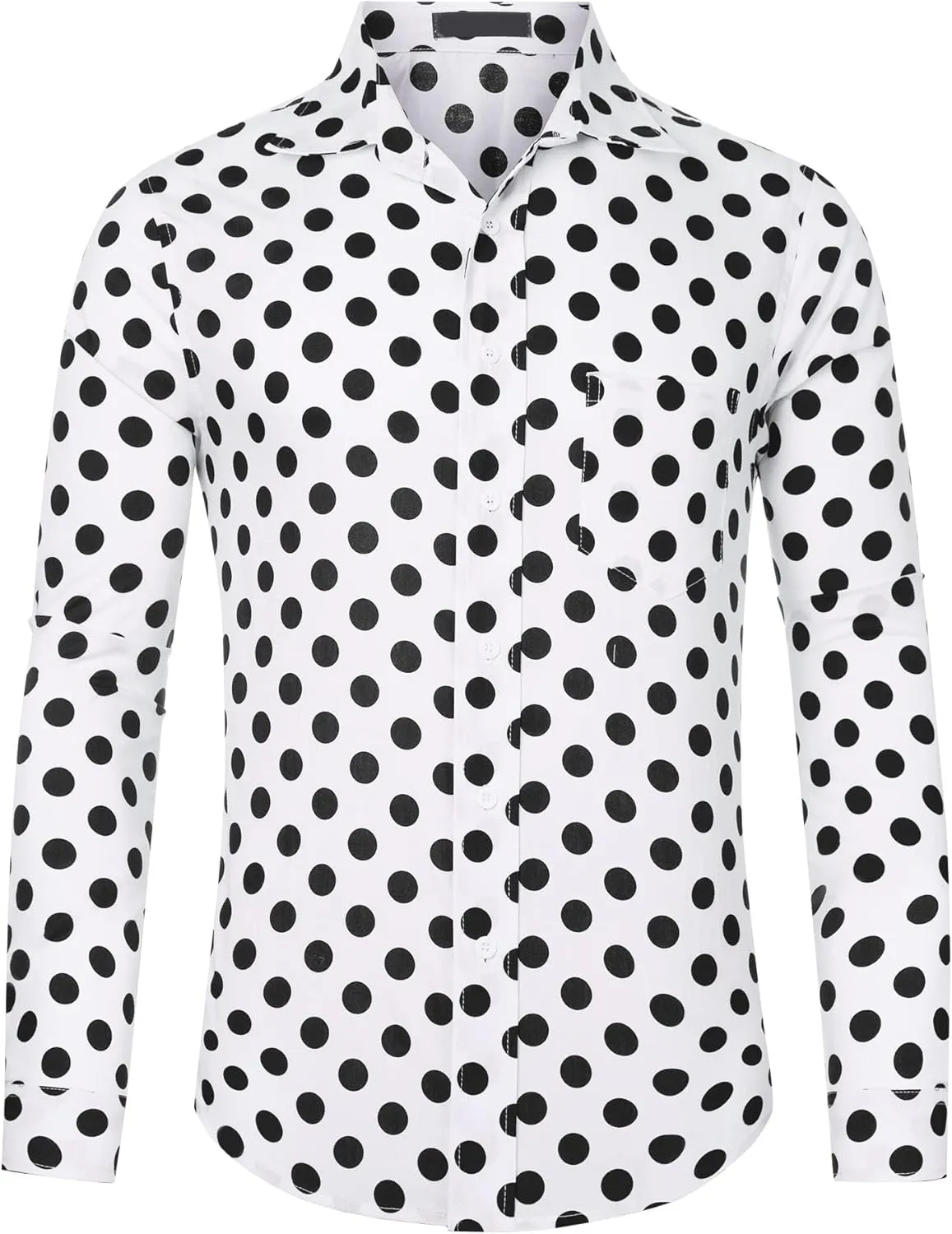 Lars Amadeus Polka Dots Dress Shirt for Men's Button Down Long Sleeve Casual Business Shirts