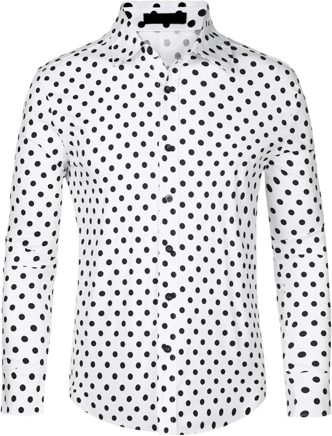 Lars Amadeus Polka Dots Pattern Shirt for Men's Long Sleeves Color Block Business Shirts