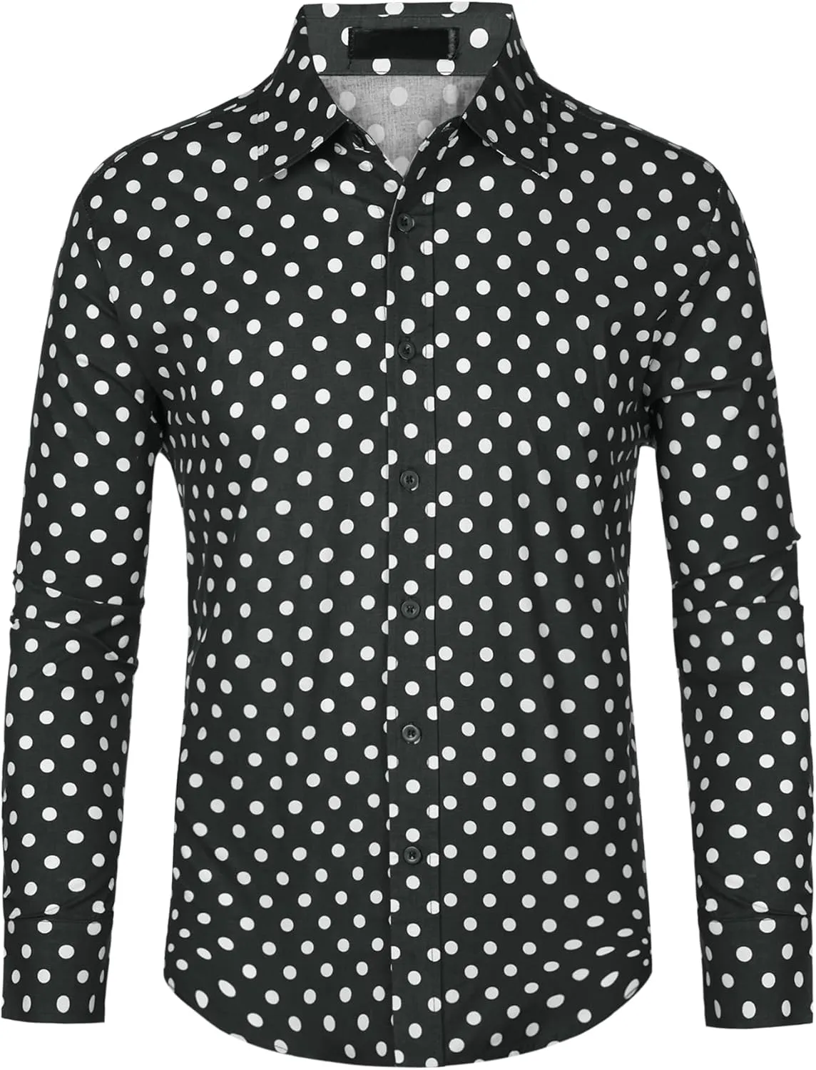 Lars Amadeus Polka Dots Pattern Shirt for Men's Long Sleeves Color Block Business Shirts