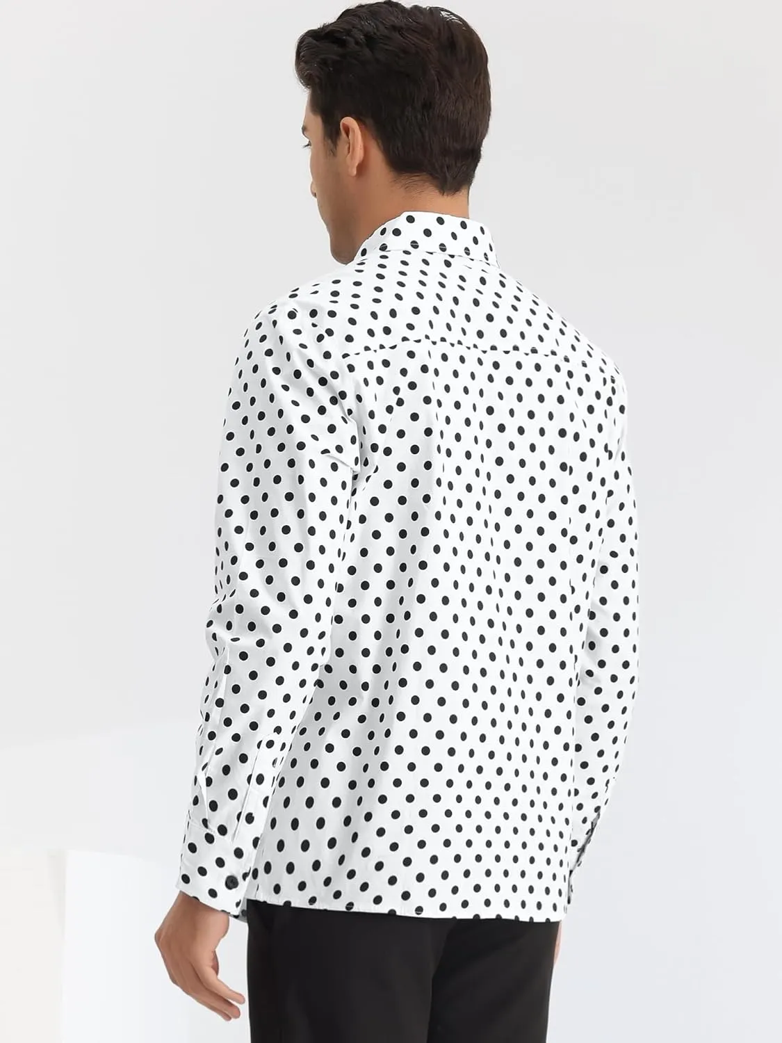 Lars Amadeus Polka Dots Pattern Shirt for Men's Long Sleeves Color Block Business Shirts