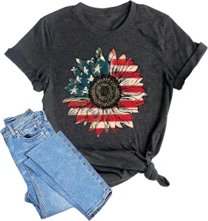 LAZYCHILD Womens Graphic Tees Sunflower Shirts Vintage Flower Graphic Tees Shirts Inspirational Tees Casual Faith Shirt Tops