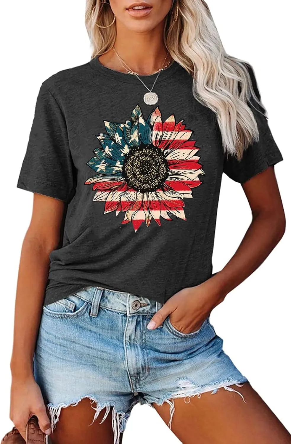LAZYCHILD Womens Graphic Tees Sunflower Shirts Vintage Flower Graphic Tees Shirts Inspirational Tees Casual Faith Shirt Tops