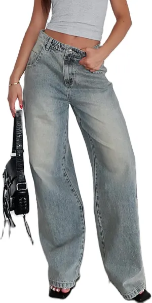 LILTWIST Wide Leg Jeans for Women Cute Baggy Stretchy Low Rise Jeans Casual Straight Leg Elastic Waist Trouser Pull On Jeans