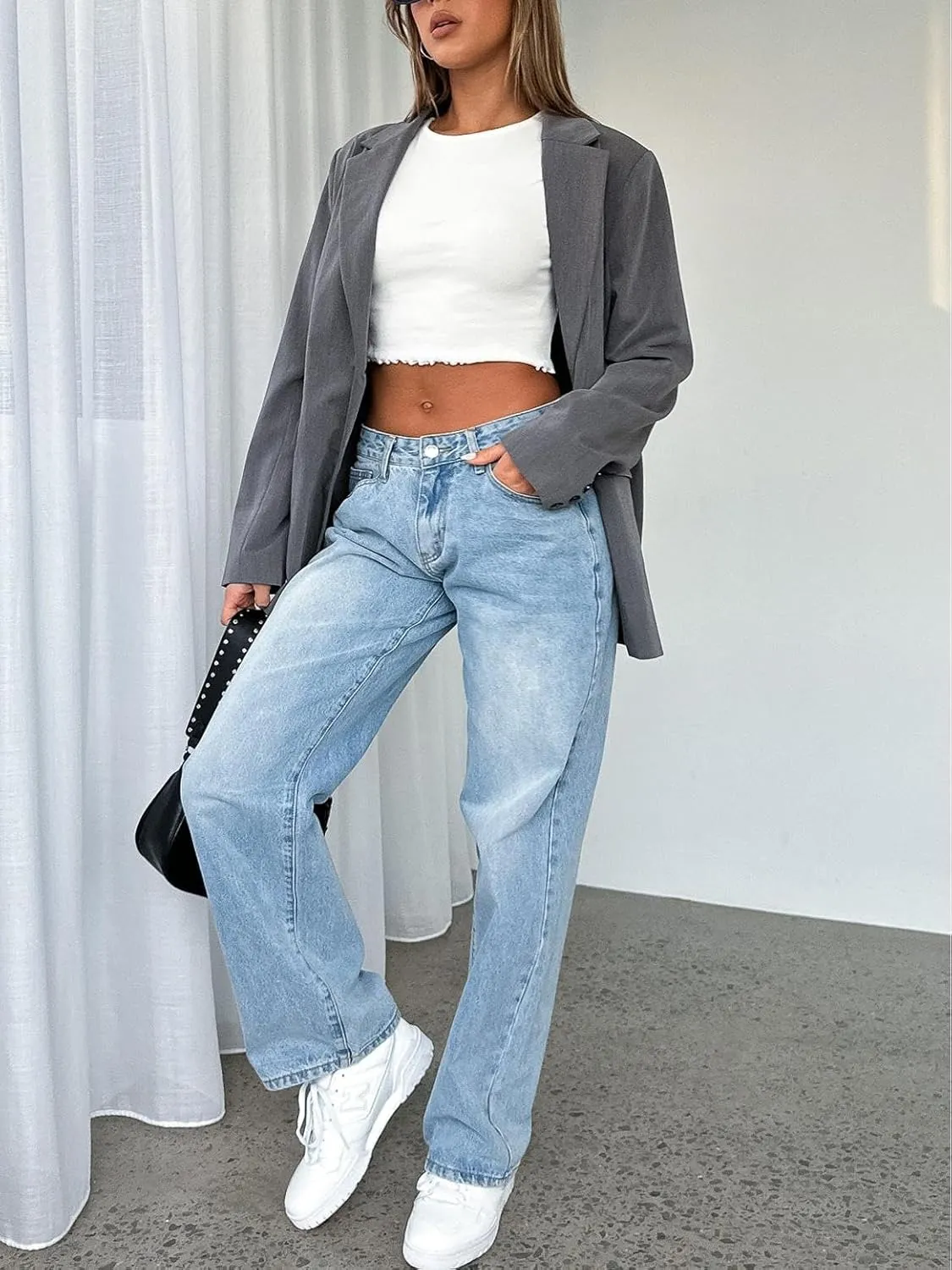 LILTWIST Wide Leg Jeans for Women Cute Baggy Stretchy Low Rise Jeans Casual Straight Leg Elastic Waist Trouser Pull On Jeans