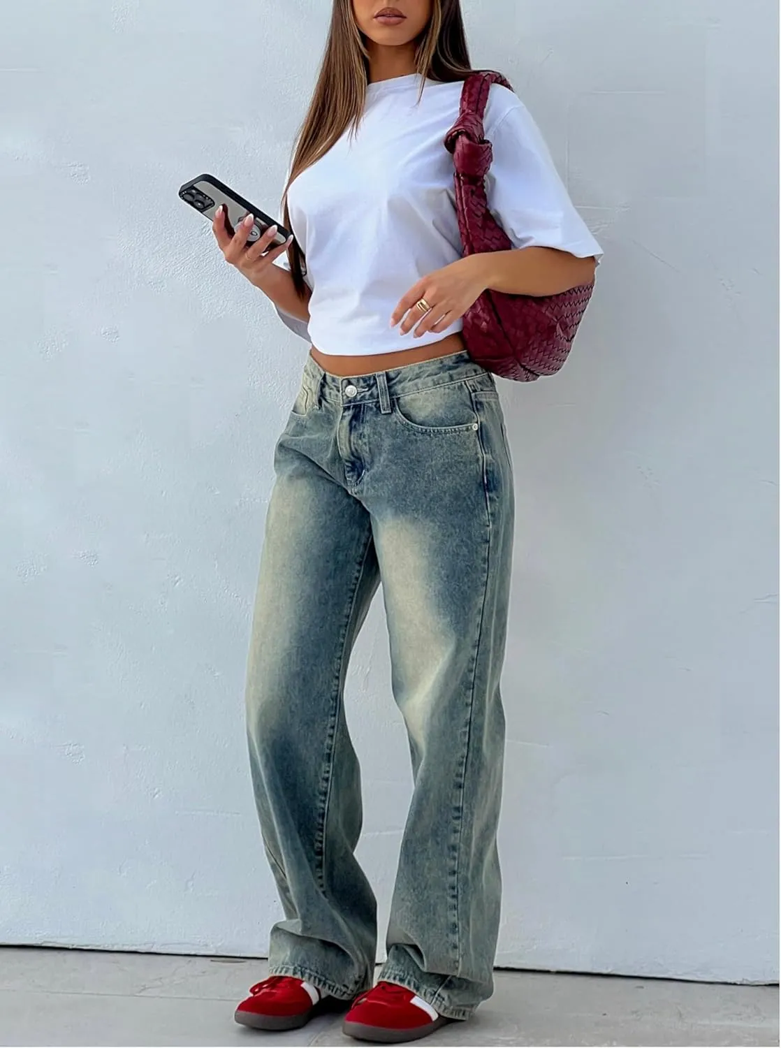 LILTWIST Wide Leg Jeans for Women Cute Baggy Stretchy Low Rise Jeans Casual Straight Leg Elastic Waist Trouser Pull On Jeans