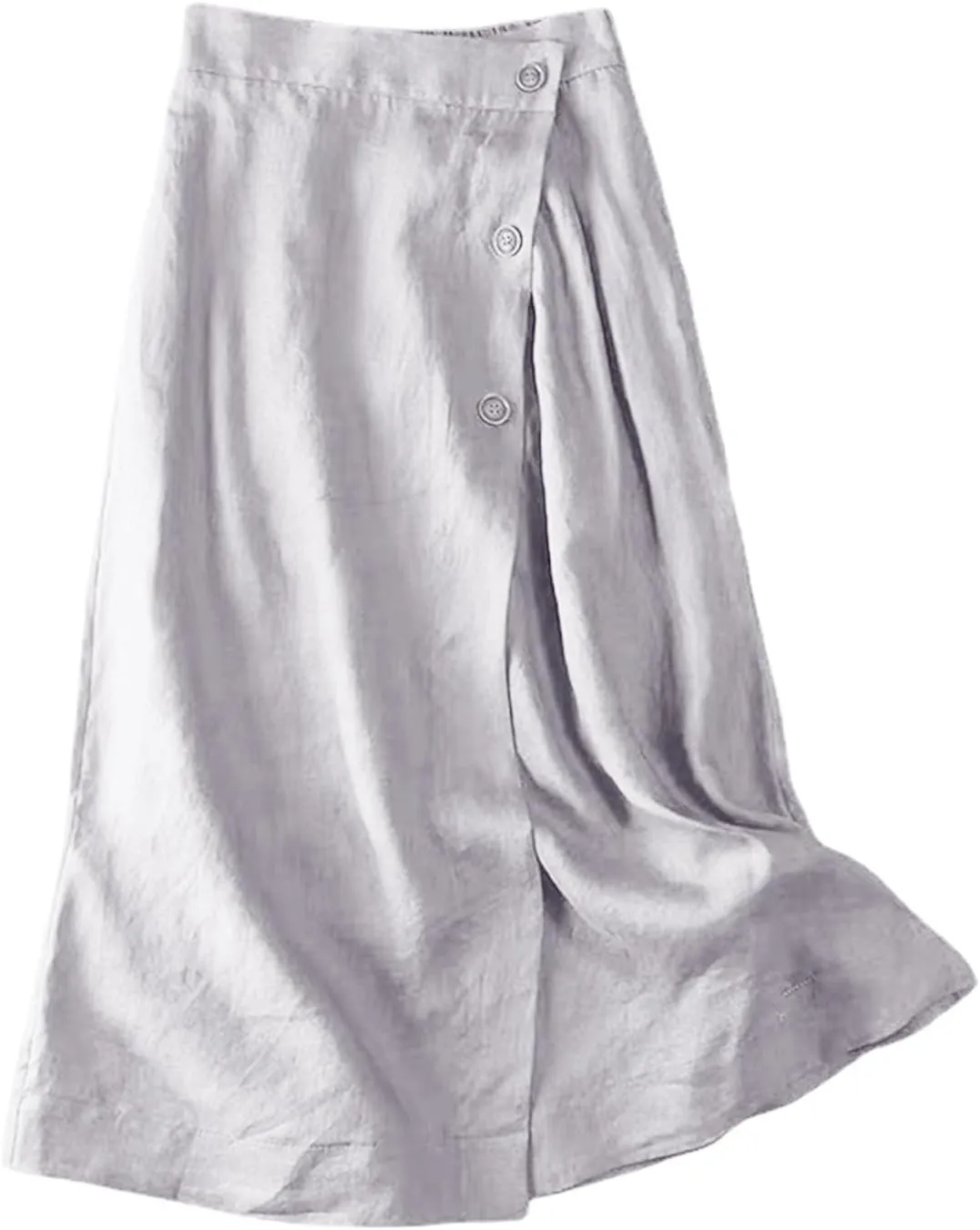 Linen Midi Skirt Womens Skirts 2025 Beach High Waisted Midi Skirt with Pockets Button Flowy A Line Boho Summer Skirts