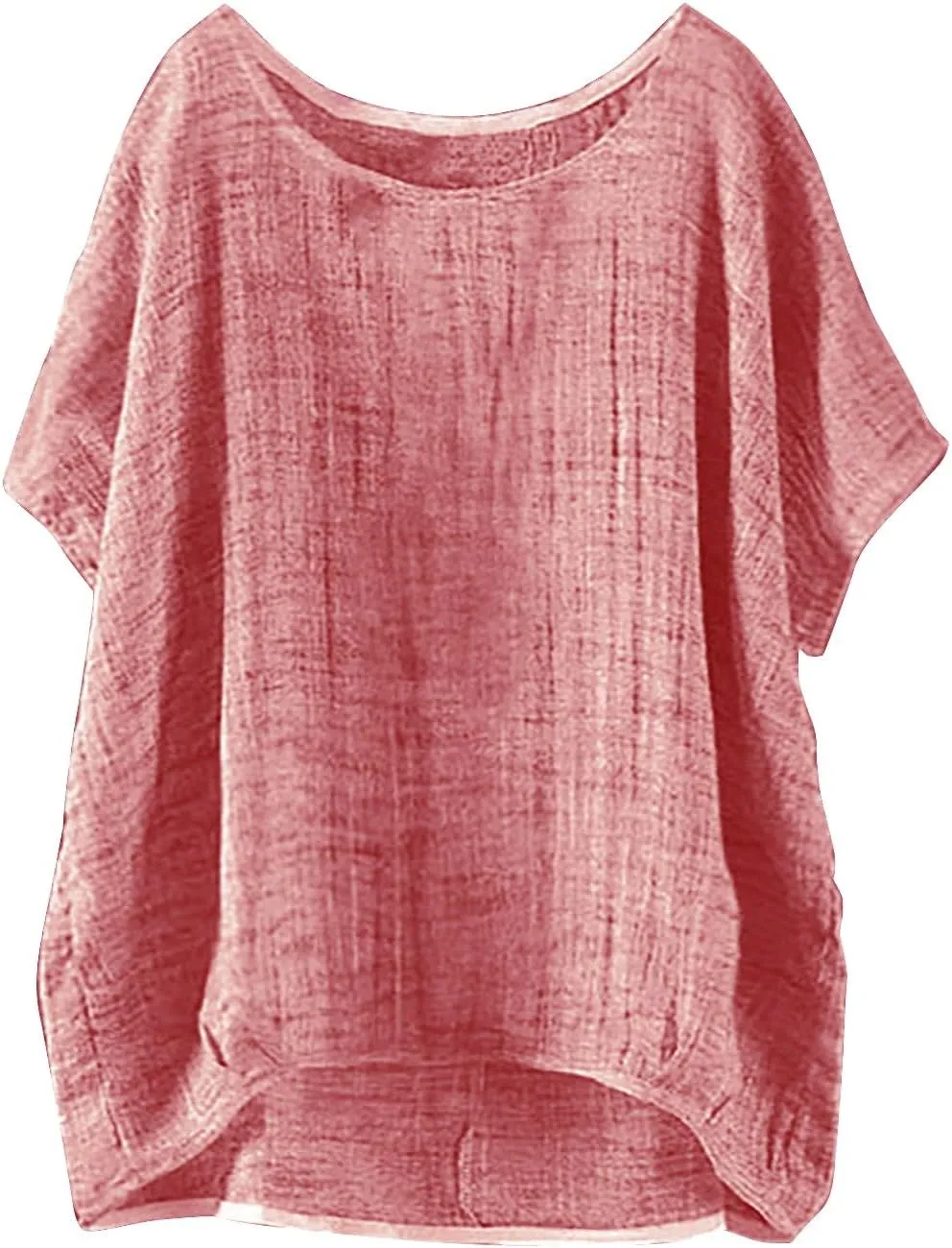 Linen Shirts for Women 2024 Fashion Plus Size Casual Short Sleeve Trendy Crewneck Tops Loose Fit Comfy Soft Blouses