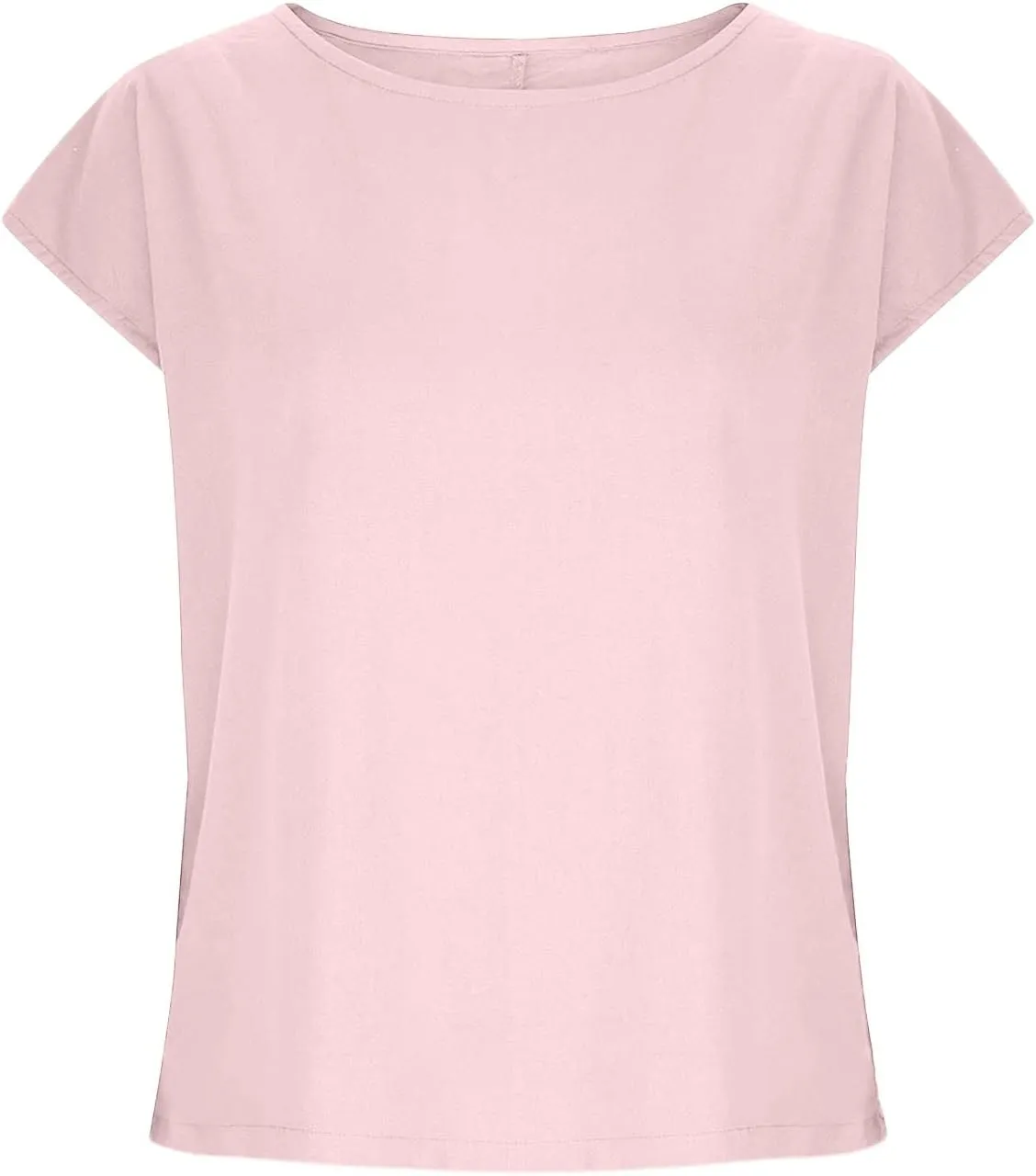 Linen Shirts for Women Shor Sleeve Boat Neck Casual Tshirt Solid Color Loose Fitting Tops and Blouses Summer Trendy