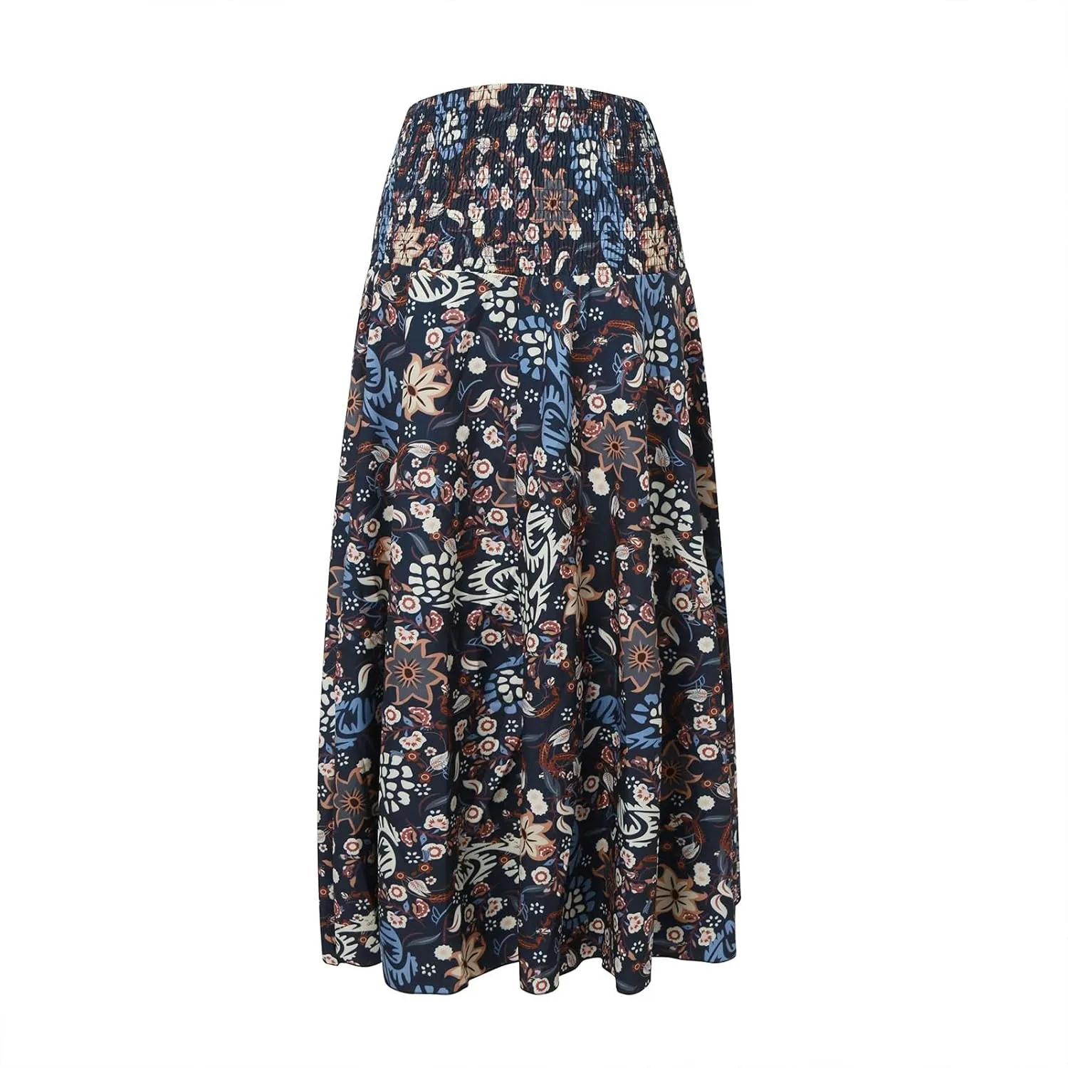 Long Skirts for Women Summer Bohemian Lace Up Floral Print Flowy Long Skirt Beach Casual Maxi Skorts Vacation