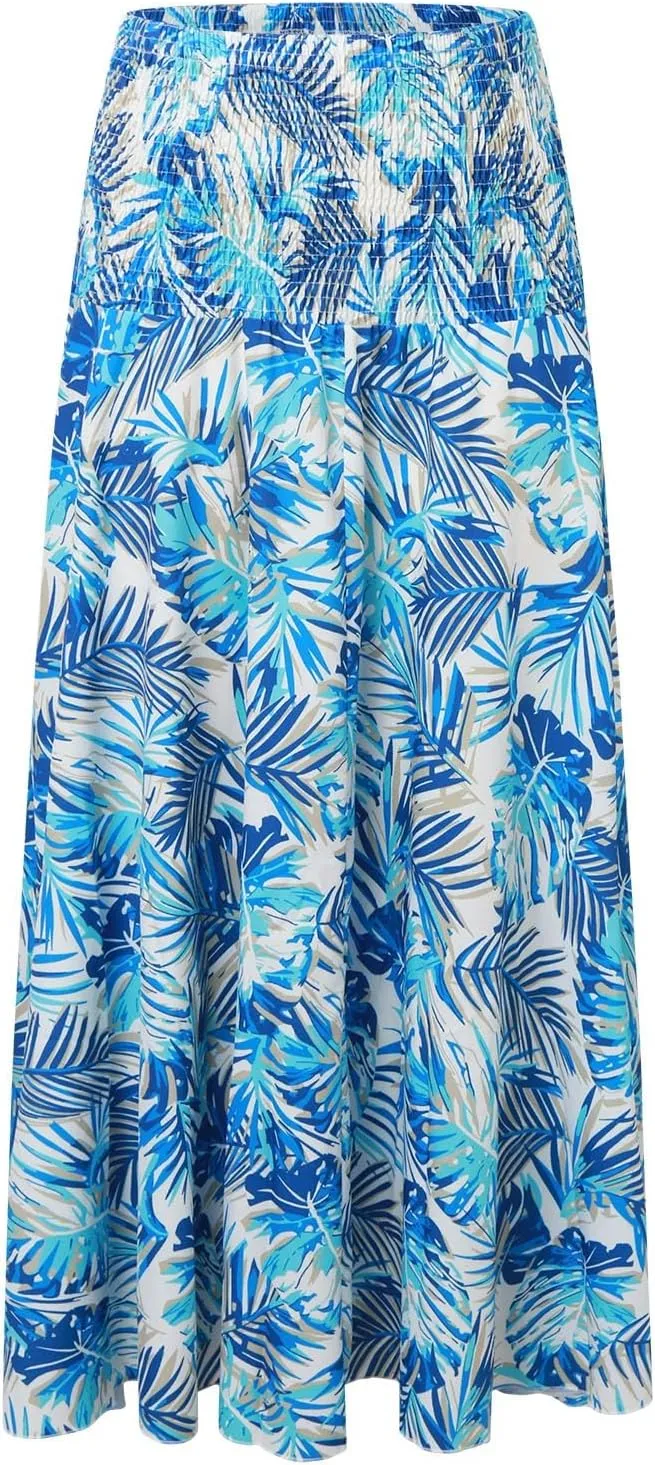 Long Skirts for Women Summer Bohemian Lace Up Floral Print Flowy Long Skirt Beach Casual Maxi Skorts Vacation