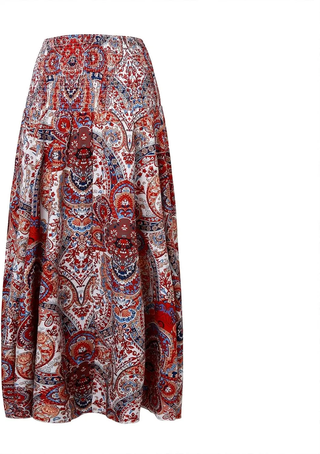 Long Skirts for Women Summer Bohemian Lace Up Floral Print Flowy Long Skirt Beach Casual Maxi Skorts Vacation