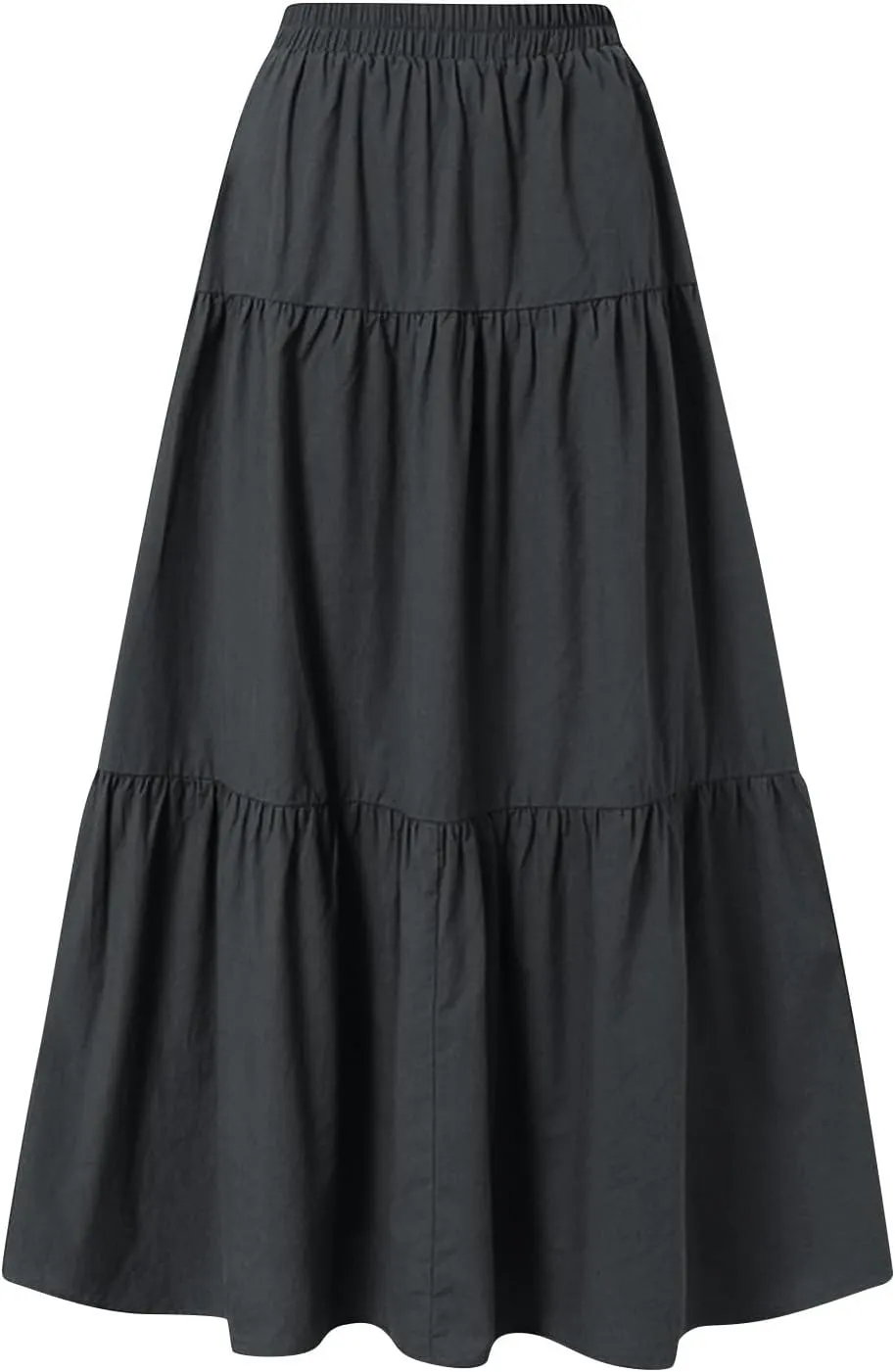 Long Skirts for Women Summer Maxi Skirt Drawstring Elastic High Waisted Layered Tiered A-Line Skirts Swing Skirt